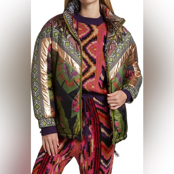 Farm Rio Tropical Rauti Reversible Puffer Jacket - Picture 3 of 12